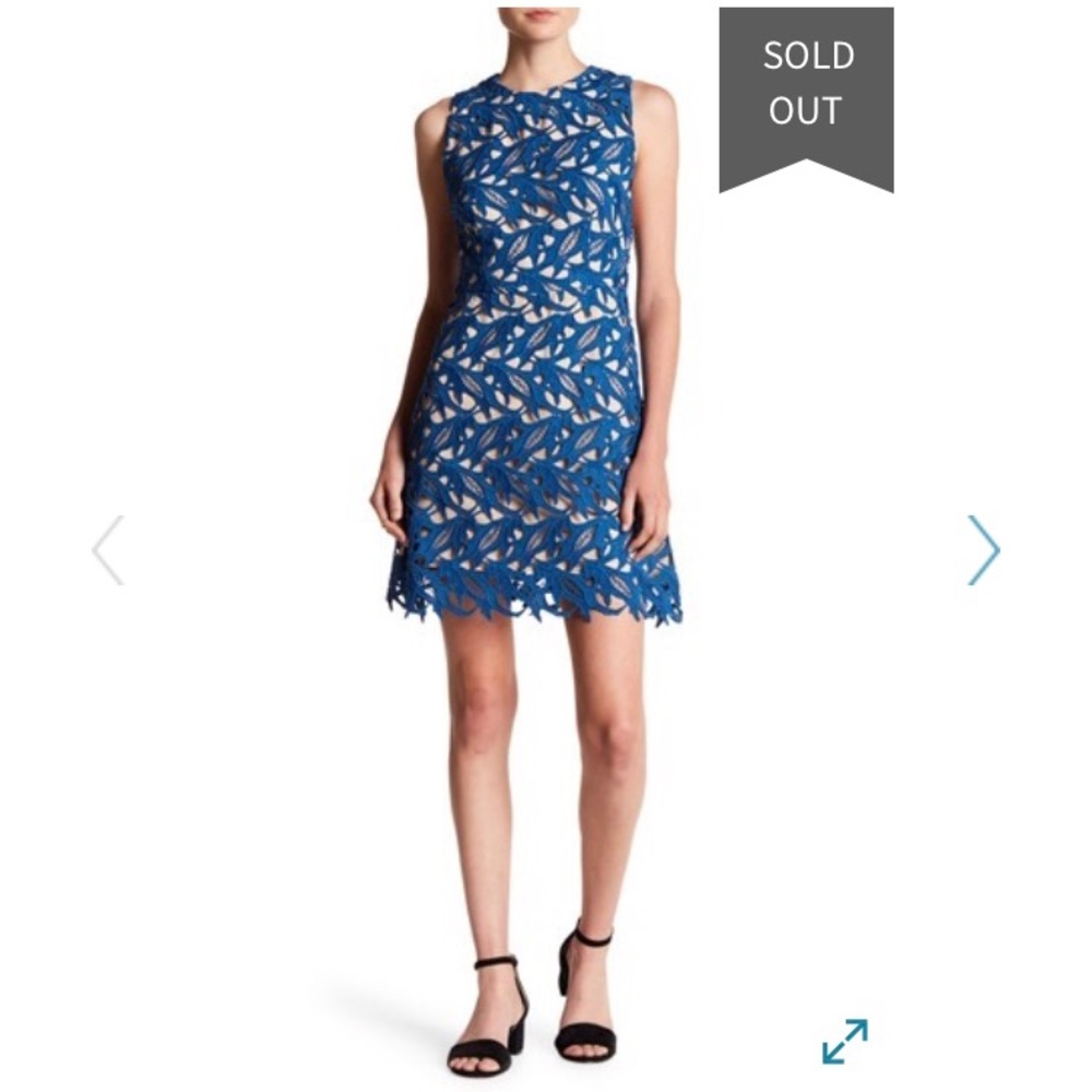 Keepsake XS Marine blue lace mini dress